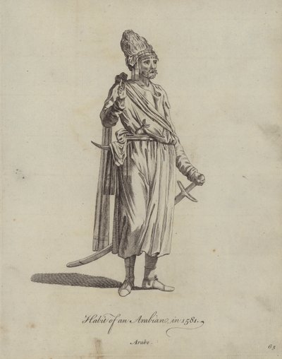 Habit of an Arabian in 1581 by English School